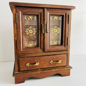 Vintage Wooden Jewellery Cabinet with Music Box